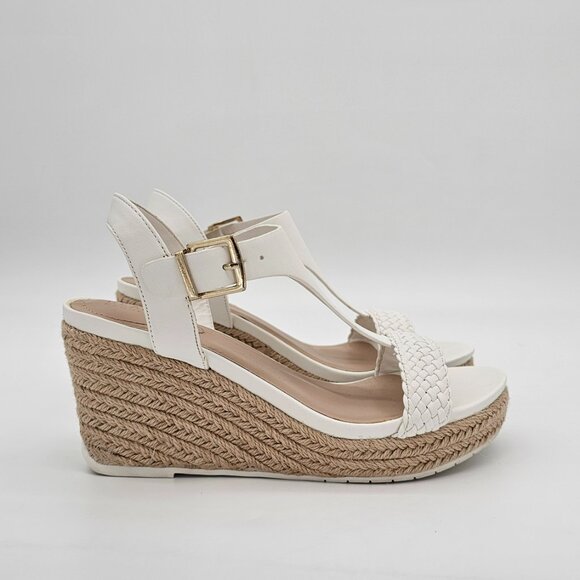 White Clinton Wedge Sandals / Shoes - Picture 2 of 4